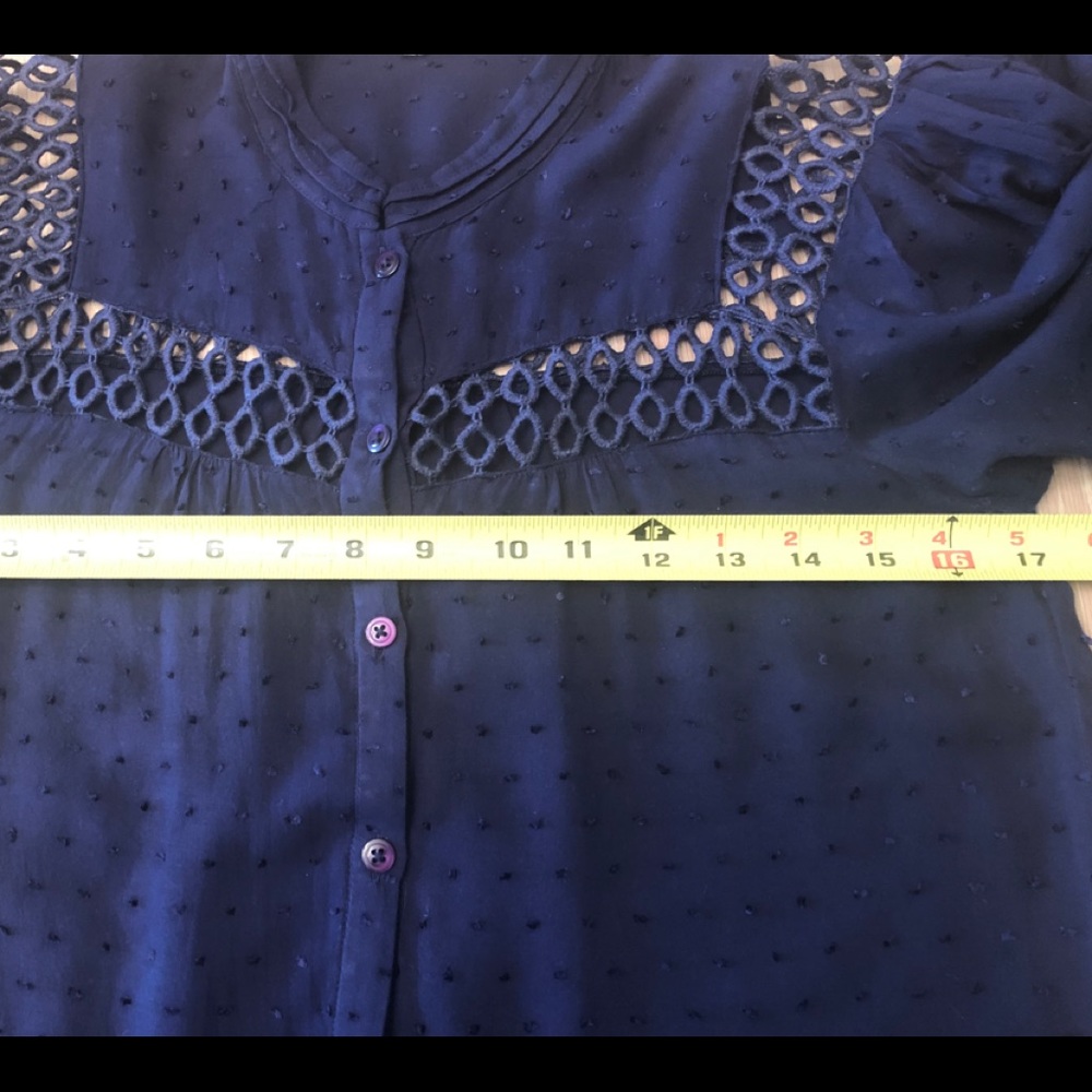 Anthropologie Navy blue blouse with cutout accents - Picture 12 of 15